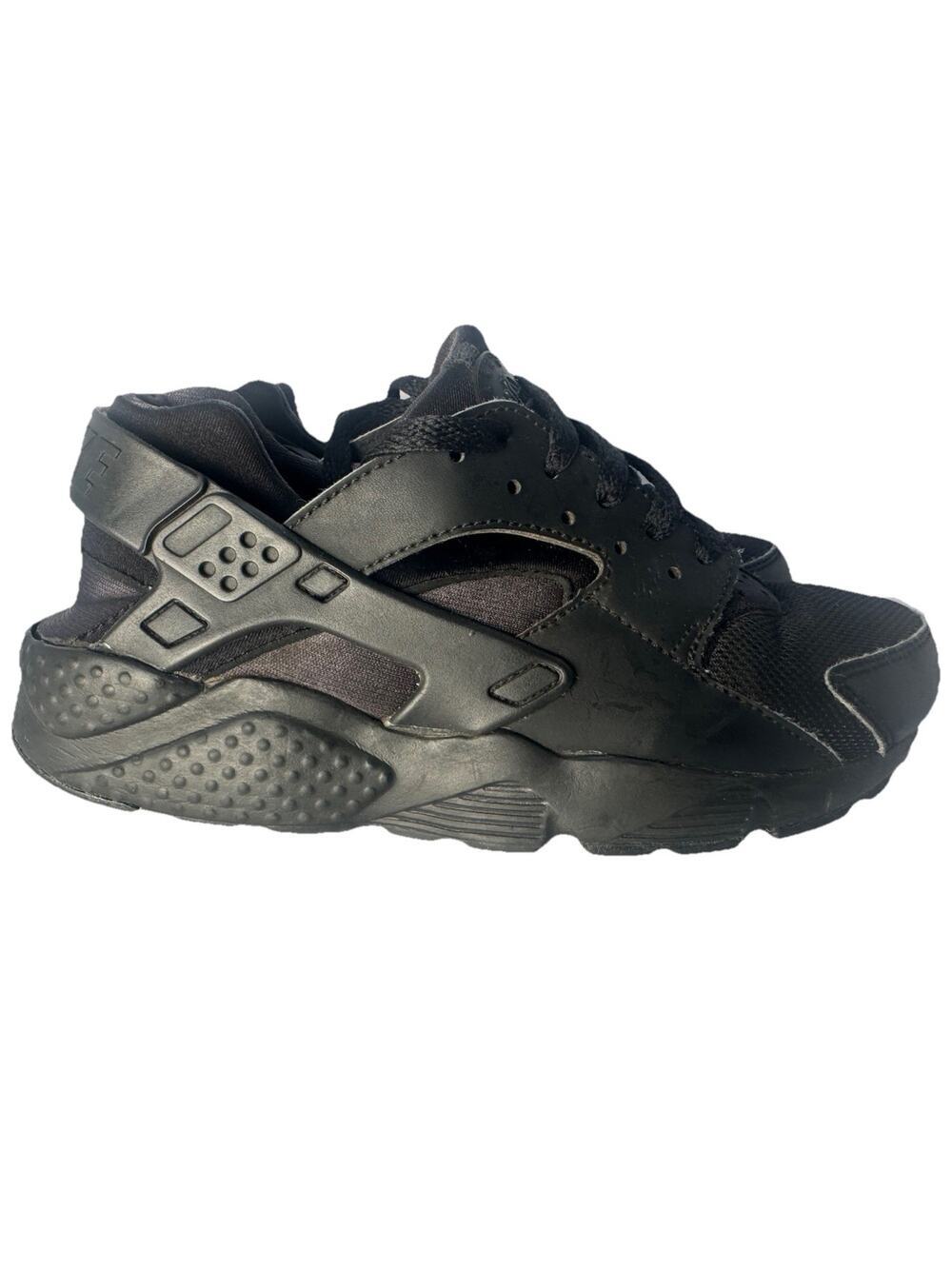 Nike Air Huarache Run Triple Black Youth Size 6.5Y Running Sneakers Shoes